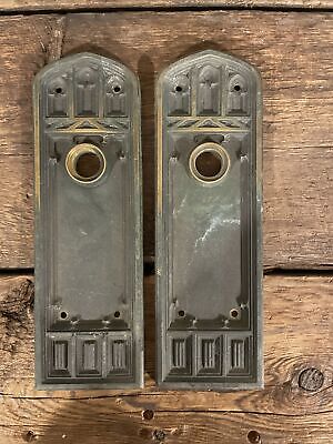 PAIR Antique/Vintage Entry Door Back Plates, Backplates, Gothic, Arts & Crafts