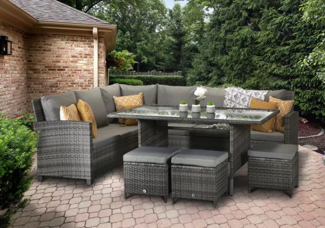 Signature Weave Charlotte Grey Outdoor Corner Dining Sofa Set RRP £1212