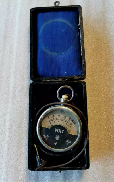 Vintage Cased D.R.P.A (DRPa) Dual Scale  Voltmeter