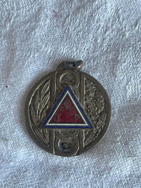 Medaille Usep Ligue Francaise De L'enseignement En Bronze Argente