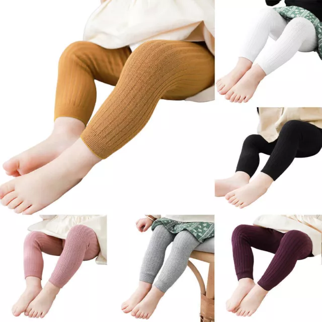 Kids Baby Girls Elastic Waist Leggings Stretch Plain Skinny Long Pants Trousers