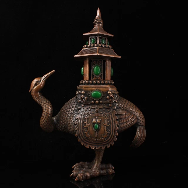 Collection handmade pure copper inlaid gemstone incense burner