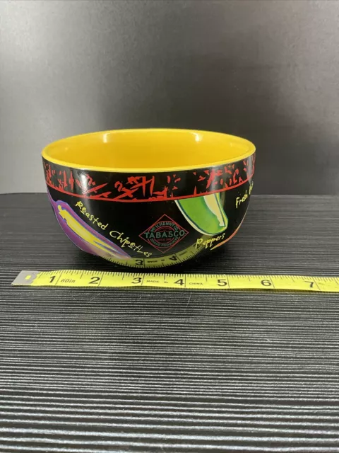Tabasco Salsa/Cereal/Soup Bowl Featuring Peppers Black w/Yellow Interior