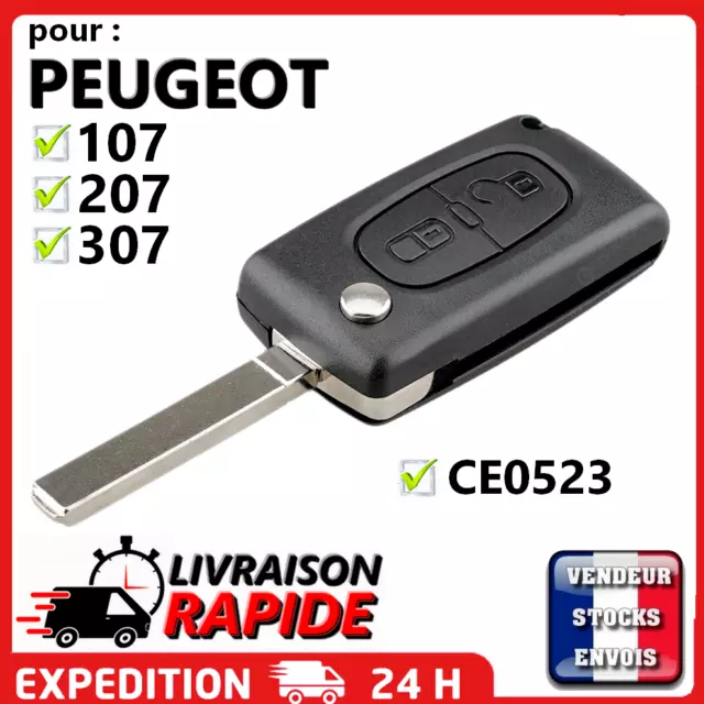 COQUE CLÉ PLIP pour Peugeot 107 207 307 407 807 2 boutons CE0523