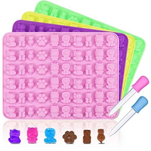 4 Pack Gummy Candy Molds - Bear/Lion/Dog/Cat/Hippopotamus/Dog Claw Chocolate