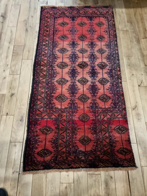 Vintage Old Hand made Hand Knotted AFGHAN Belouch Rug 151cm X 77cm