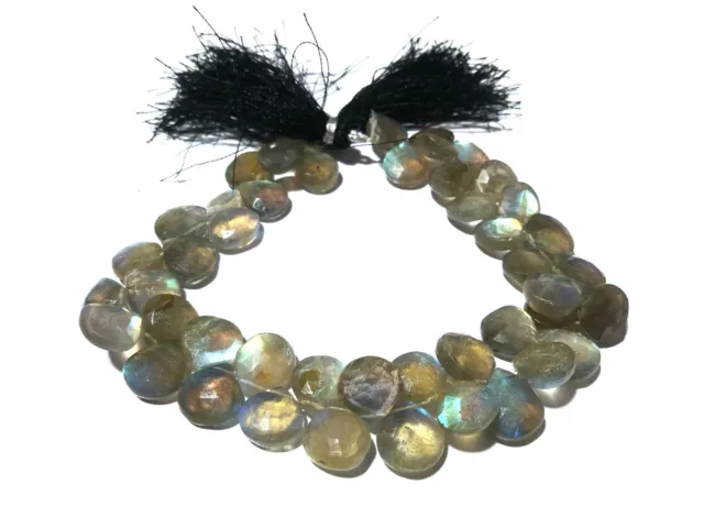 1 Brin Véritable Labradorite Cœur Facettes 10-11mm Gemme Desseré Perles 7 "