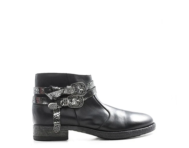 Chaussures REBECCA VAN DIK Femme Bottines Basses Noir Cuir Naturel ERY19LCRIKNA