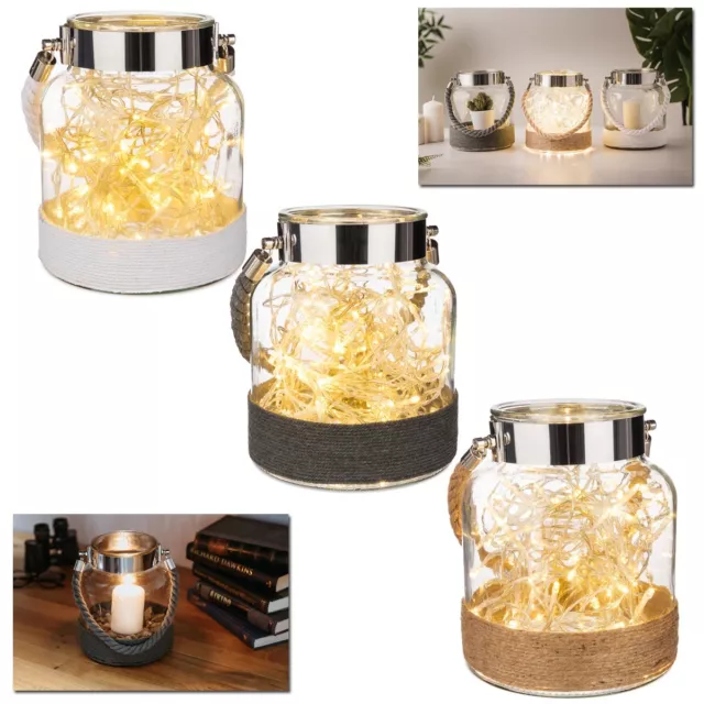 Hanging Glass Jar Lantern Wedding Decoration Tea Light Candle Holder Home Garden