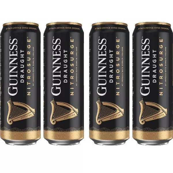 Guinness Draught Stout NITROSURGE Cans 4 x 558ml Four Pack 4.1%