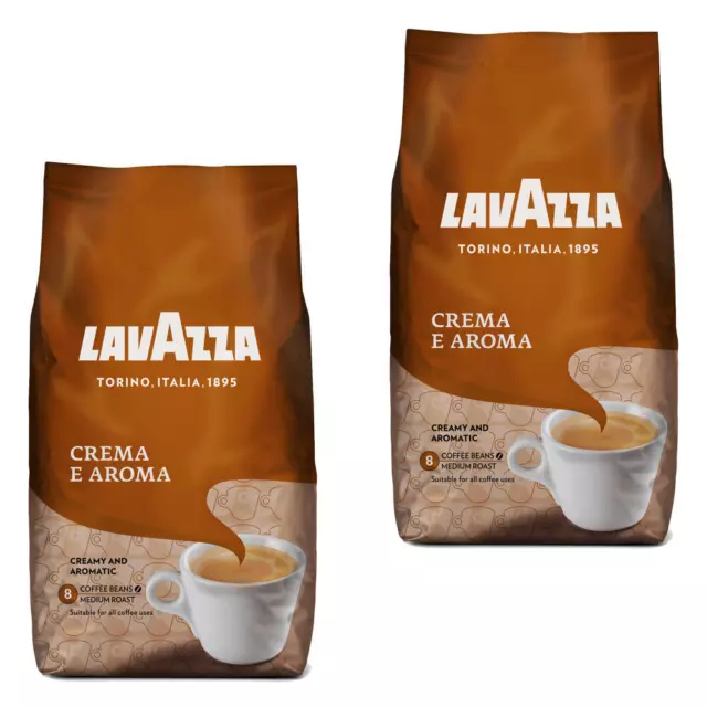 LAVAZZA Kaffee Bohnen Crema E Aroma Bohnenkaffee 2er Pack 2x1000g Beutel