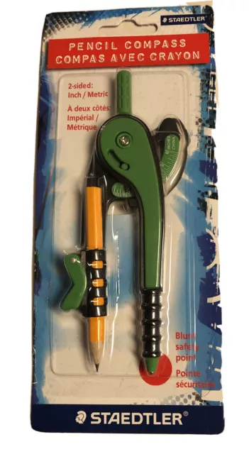 STAEDTLER Pencil Compass #957 S BK * Blunt Metal Safety Tip  * Green    New