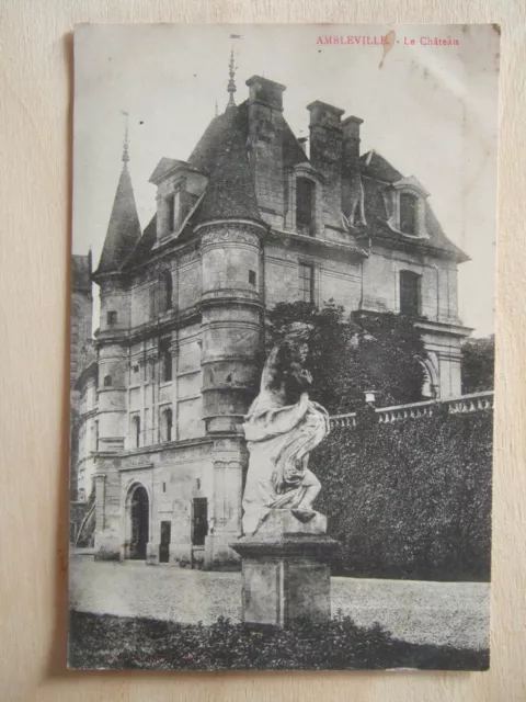 Cpa Ambleville (95) Le Chateau. Statue.