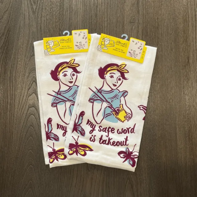 NWT Blue Q 2 Piece Dish Towel Set Funny Humor