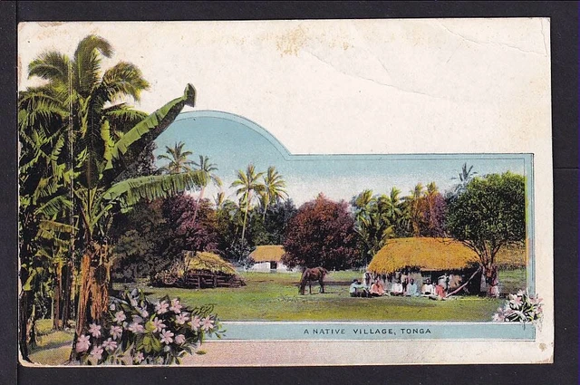 1 P. Bild-Ganzsache "Native Village" - ab Nukualofa (19061157)