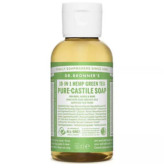 Dr. Bronner's Magic Soaps 18-in-1 Hanf grüner Tee reine kastilische Flüssigseife