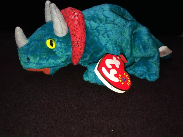 Ty Beanie Babies HORNSLY the TRICERATOPS DINOSAUR Plush 2000 MWMT Retired