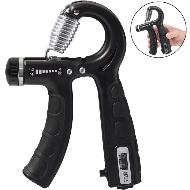 5-60KG Hand Grip Strengthener Non-slip Forearm Trainer w/ Stainless Steel Spring