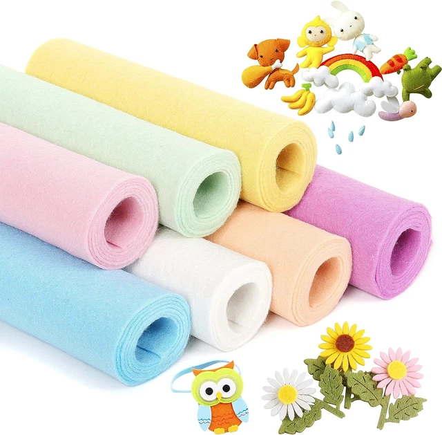 Paquete de hojas de tela de fieltro ZAIONE: 7 rollos suaves 21 cm x 90 cm surtidos colores artesanales