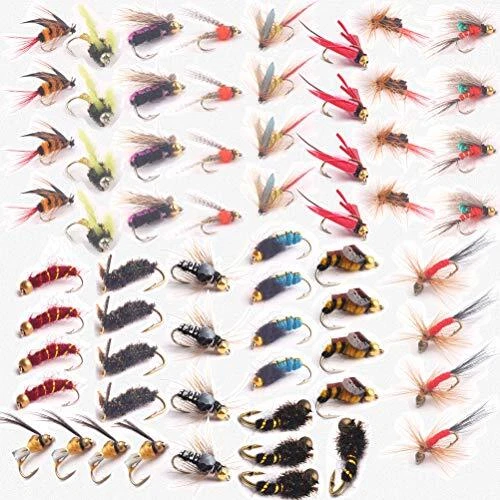 JasCherry Kit de leurres de pêche à la Mouche avec boîte nymphe pêche Humide ...