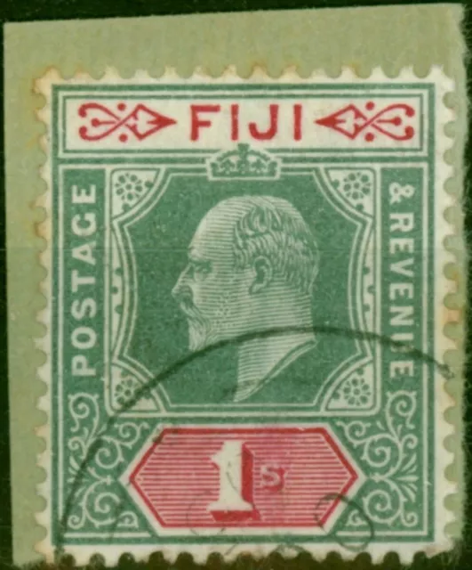 Fiji 1909 1s Green & Carmine SG117 Fine Used on Small Piece