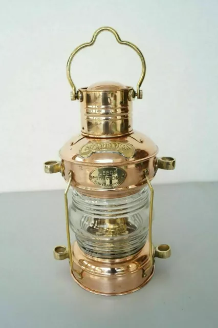 Kupfer Messing Anker Öllampe nautisch maritimes Schiff Laterne Boot antikes...
