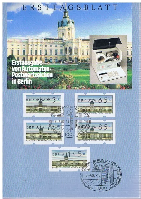 BERLIN, FDC- ATM-Ergänzungswerte 5 - 145 Pfg., 4.5.87