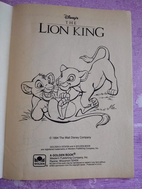 DISNEY'S THE LION King Coloring Book Simba Nala Golden Book Vintage