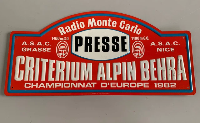 1982 PLAQUE RALLYE de l'herault organisation