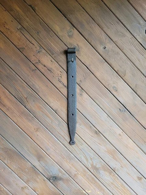 19c Antique Hand Wrought Forged Iron Barn Door Strap Hinges 26"