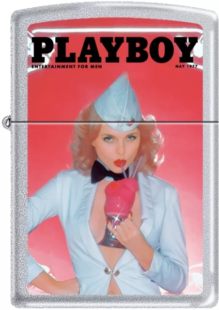 Zippo Playboy May 77 Cover Satin Chrome Windproof Lighter NEW RARE