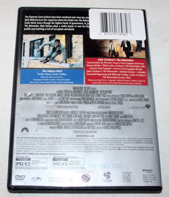 THE PELICAN BRIEF The Rainmaker (DVD Double Feature) Julia Roberts