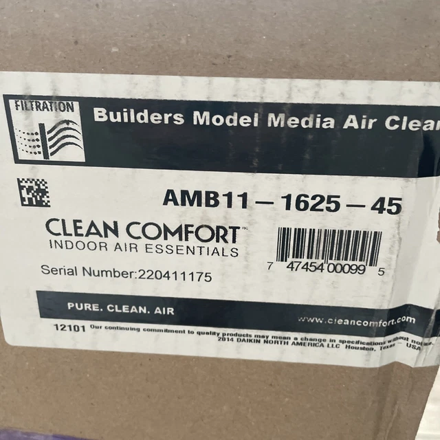 CLEAN COMFORT AMB11-1625-45 16" x 25" Media Air Cleaner, MERV 11 filter included