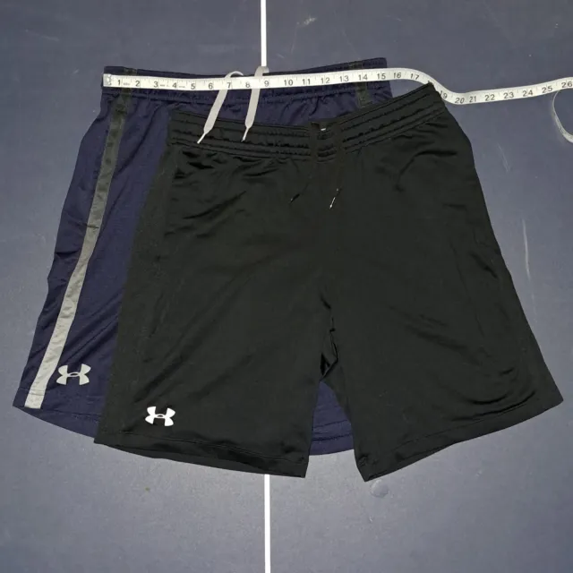 *2 Pair* Under Armour UA Athletic Gym Running Pocketed Shorts Large L 9" Inseam