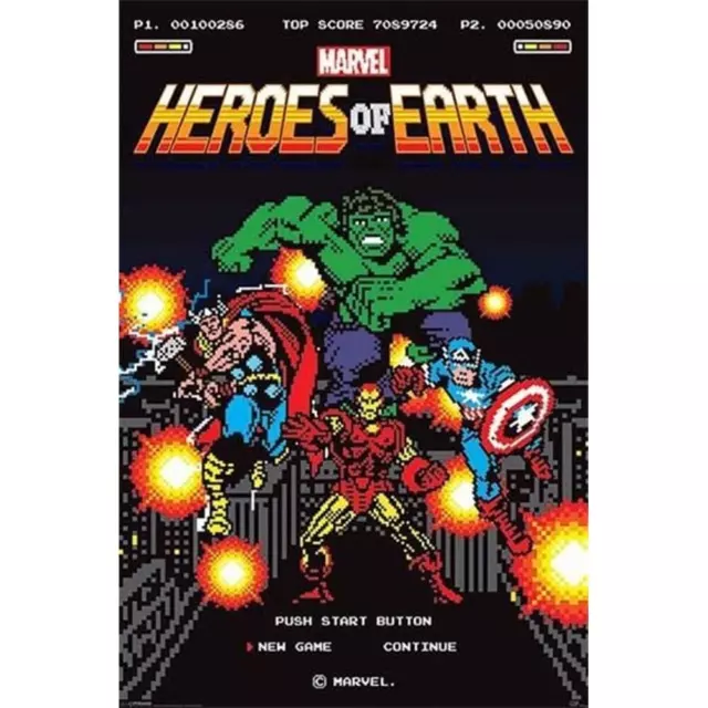 Marvel Comics Heroes Of Earth 8 Bit Poster