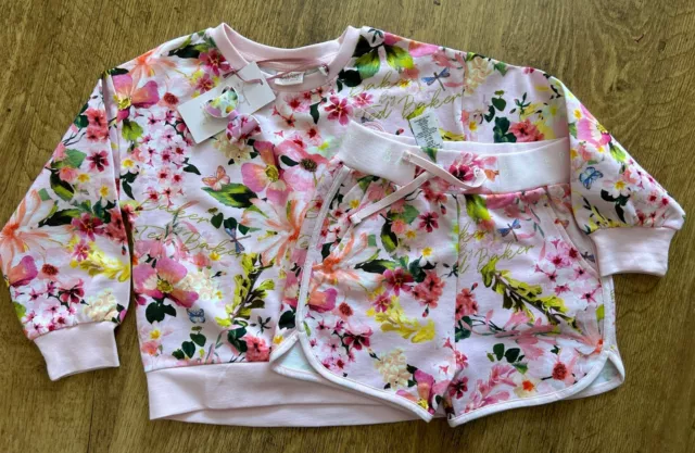 BNWT Ted Baker sweatshirt shorts outfit floral set 3-4 years New designer bow