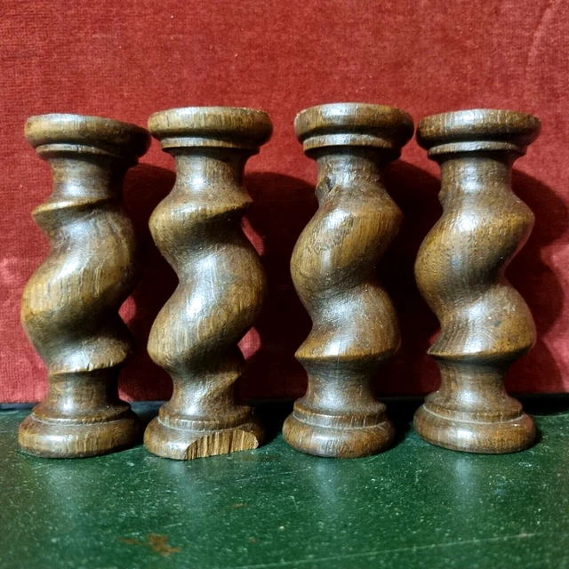 4 Barley twist wood turned spindle Column Antique french architectural salvage 3