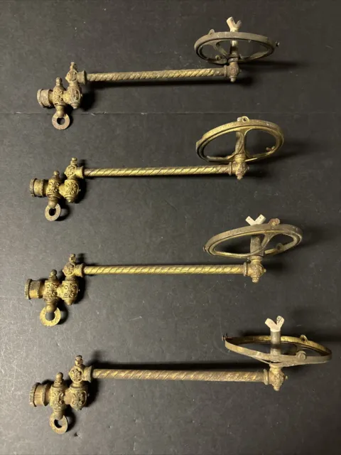 Ornate Brass Gas Light Wall Sconce Arm Lamp Part SET OF 4 Antique Victorian