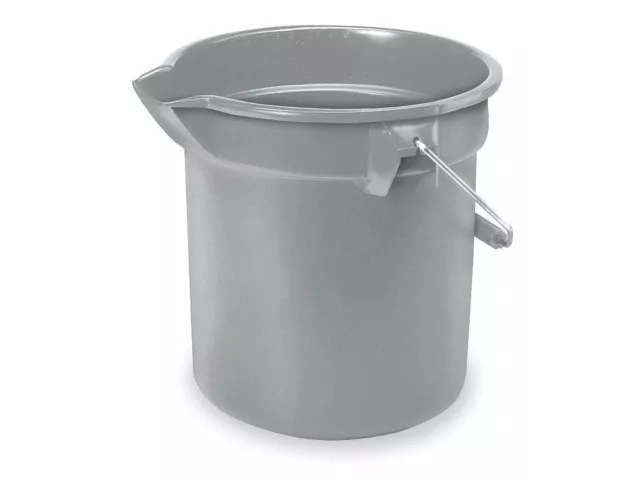 14-Quart Round Utility Bucket, 12" Diameter x 11-1/4"h, Gray Plastic