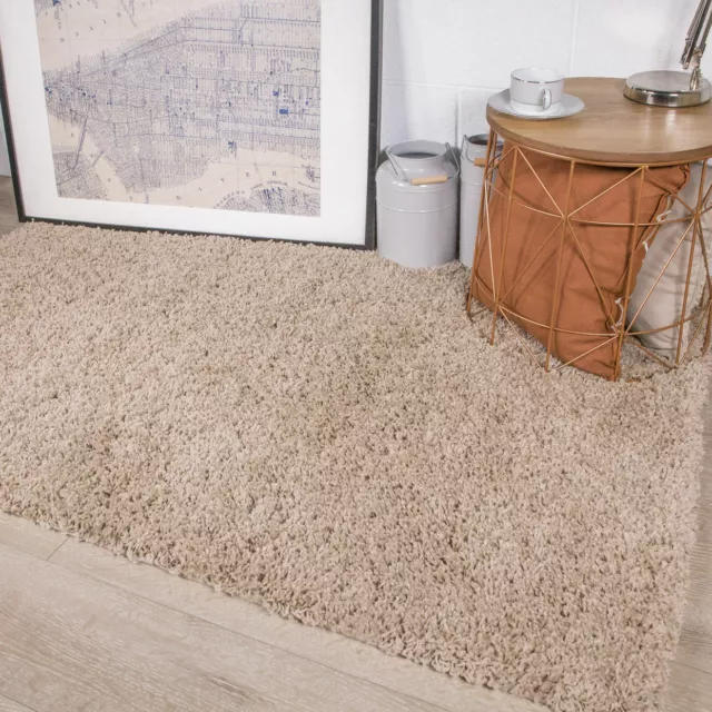 Cosy Fluffy Oatmeal Beige Shaggy Rugs Soft Furry Thick Non Shed Living Room Rug