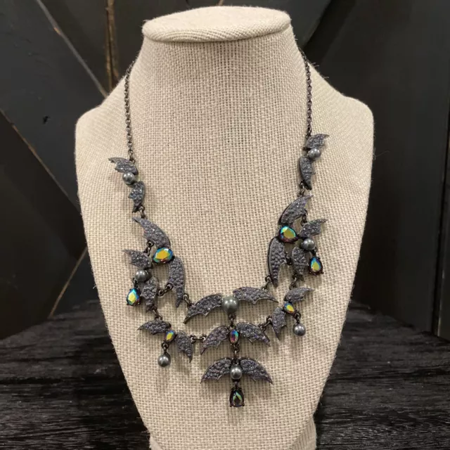 Nwt - Betsey Johnson Bats And Bling Statement Necklace
