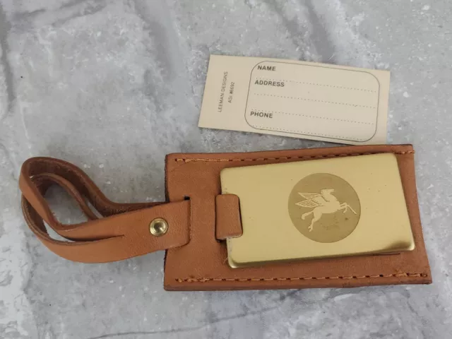 Vintage Mobil Advertising Leeman Leather Luggage Tag