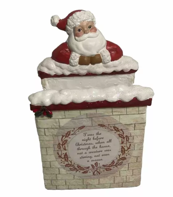 Rare Midwest Cannon Falls Santa Christmas Card Holder Box Glitter Accents EUC