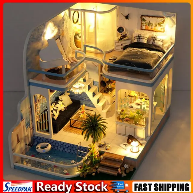 Wooden DIY Miniature Room with Dust Cover/Light/Accessories Gift for Boys Girls