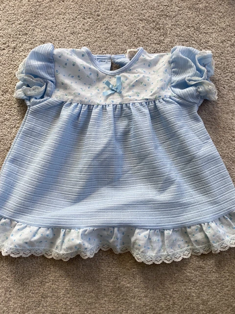 Abito vintage Delaware (Tesco) bambino 3-6 mesi blu anni '80