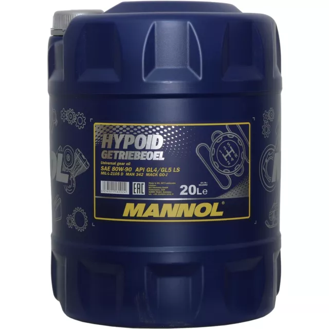 20 Liter Original MANNOL Getriebeöl Hypoid Getriebeoel 80W-90 API GL4/GL 5