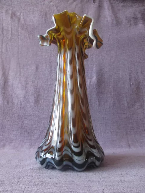 Antike Gals Vase um 1900 Fadendekor überfang Jugendstil Lötz Karlik Pallme Köing