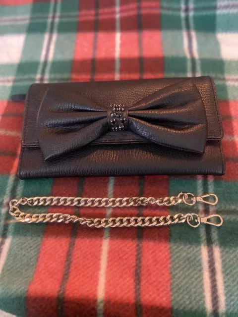 Kate Spade Black Leather Wallet Clutch Evening Bag