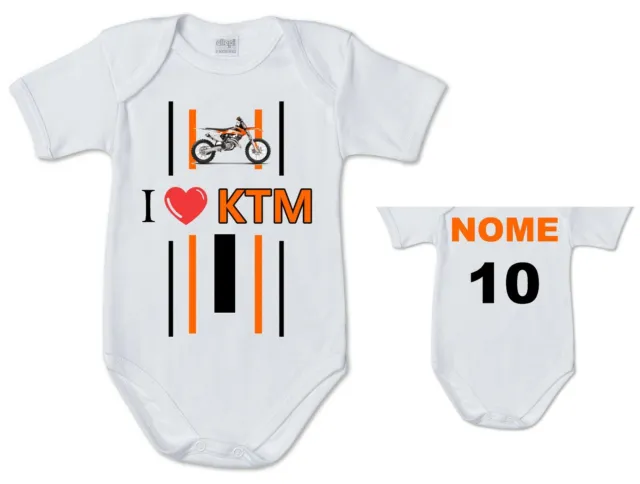 body tuta bimbo neonato ktm logo moto cross cotone stampa nome numero bambino
