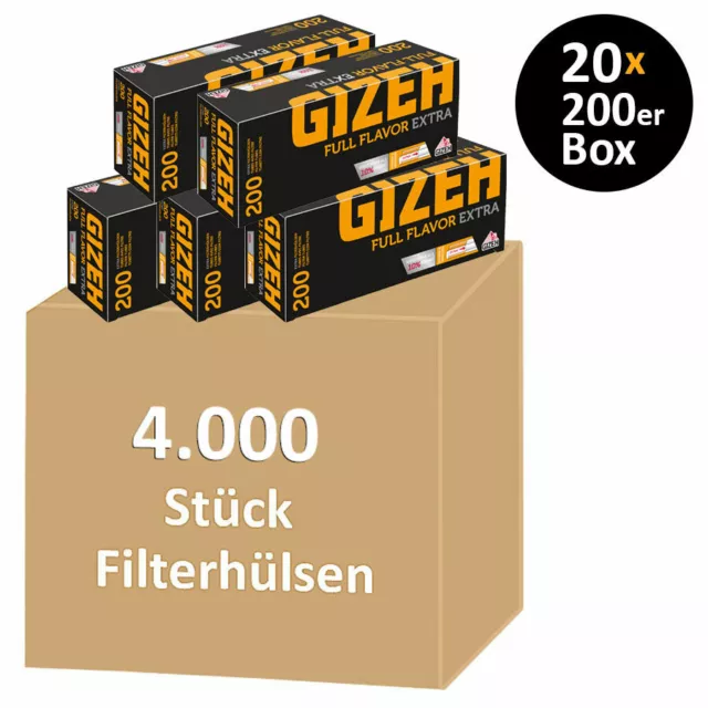 4000 STÜCK GIZEH Full Flavor EXTRA (20x200) Zigarettenhülsen Filterhülsen  Hülsen EUR 42,95 - PicClick DE